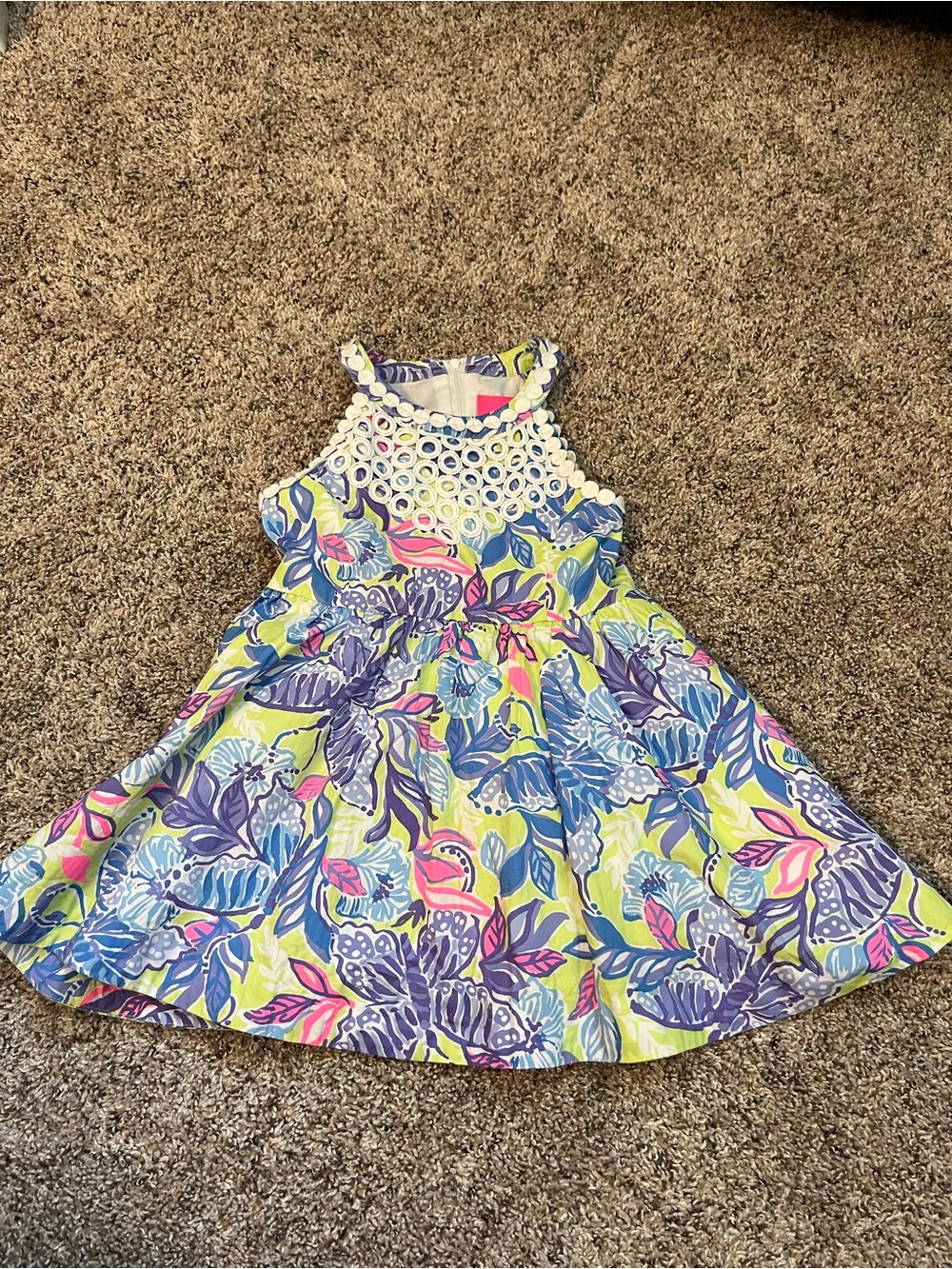Lilly Pulitzer toddler Girls Neon purple green Butterfly and Floral Dress
